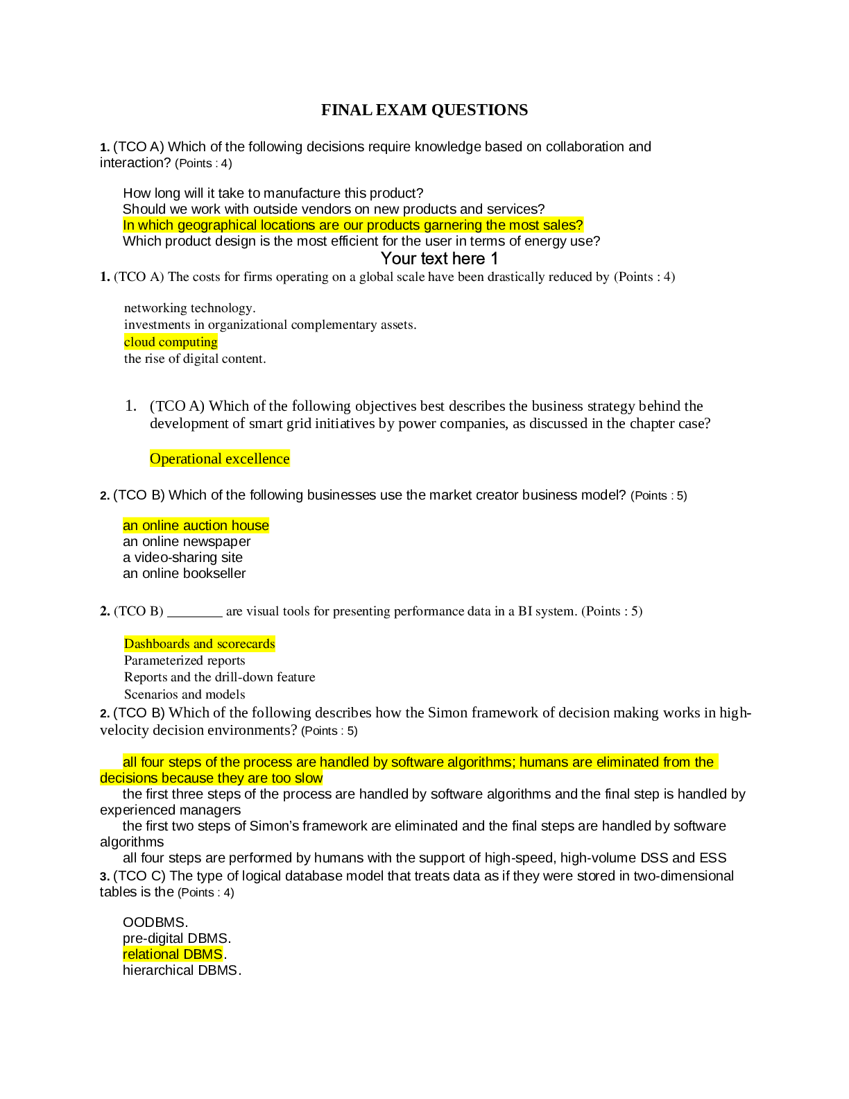 Preview of MIS 535 Final Exam Questions and Answers
